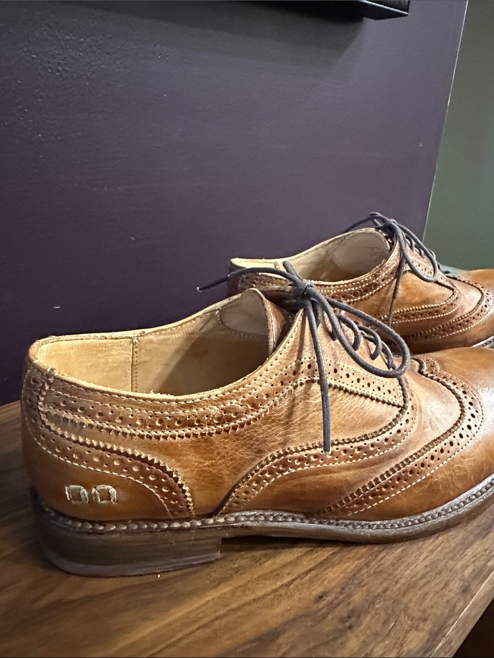 Bed Stu Women’s Lita Cognac Brown Wingtip Oxfords - Picture 2 of 7